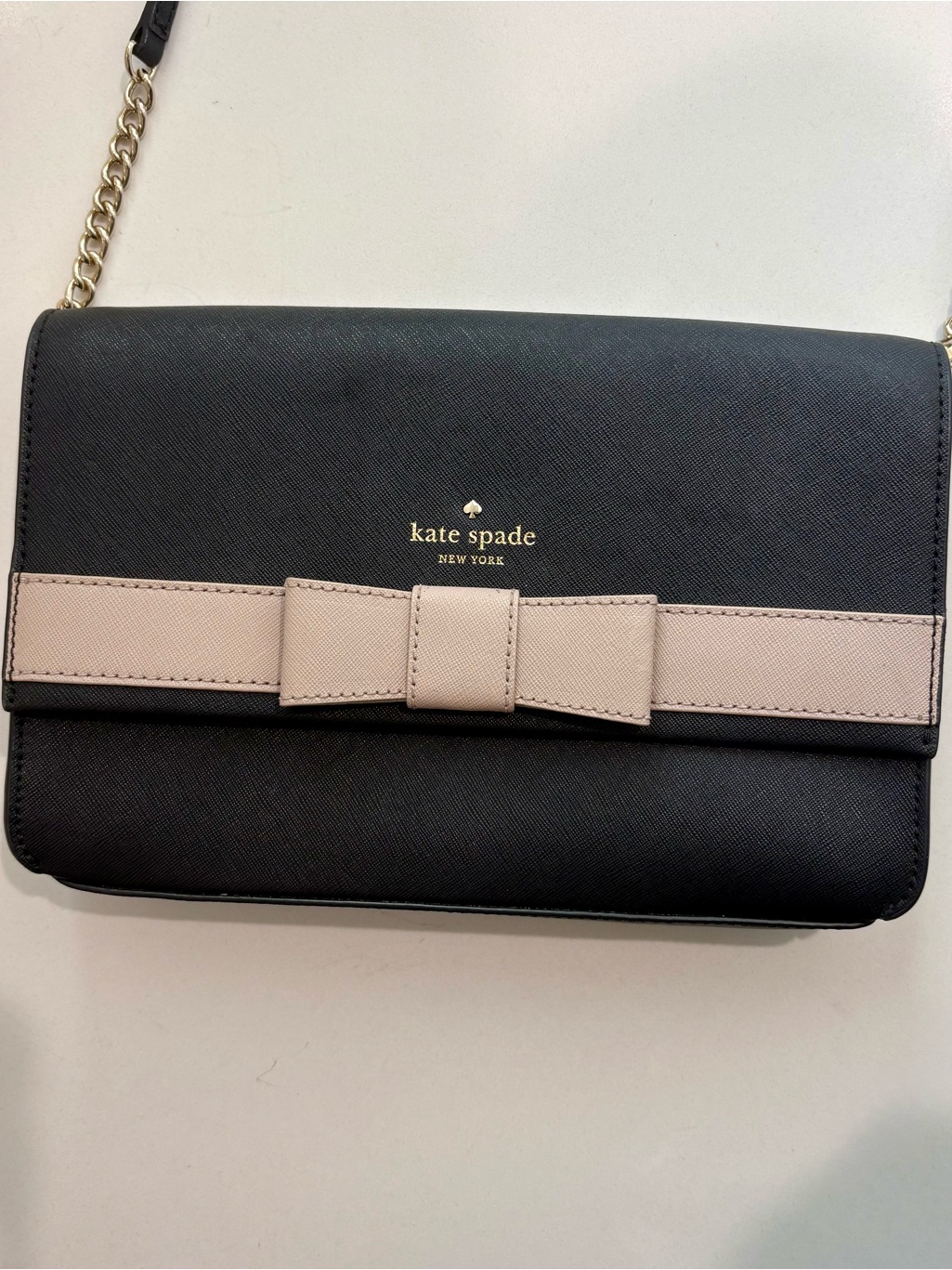Kate Spade Kirk Park Veronique Black Saffiano Leather Bow Crossbody Bag